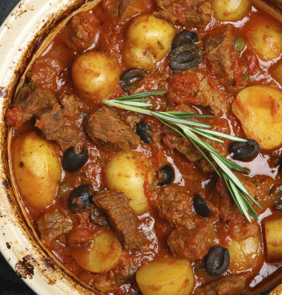 Skordostoumbi Greek Style Beef With Garlic Olives Recipe