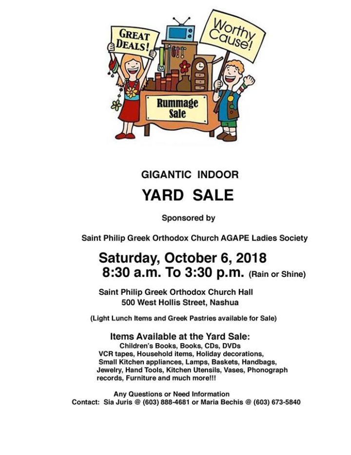 Yard Sale at St. Phillips Greek Church Nashua NH