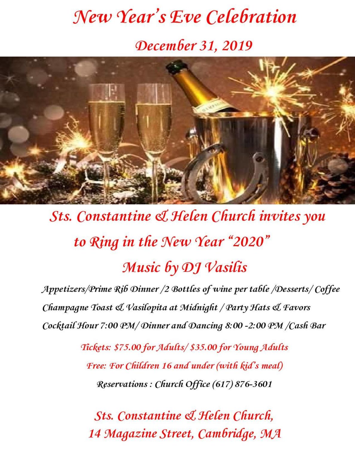 New Year&#039;s Eve Celebration in Cambridge MA