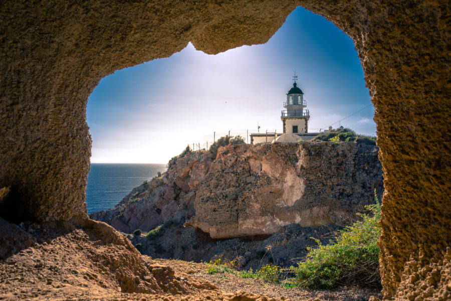 Visit the Akrotiri Lighthouse on the Greek island of Santorini