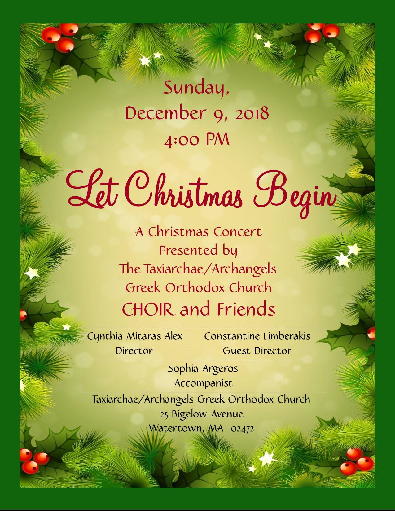 Christmas Concert at Taxiarchae Greek Church Watertown MA